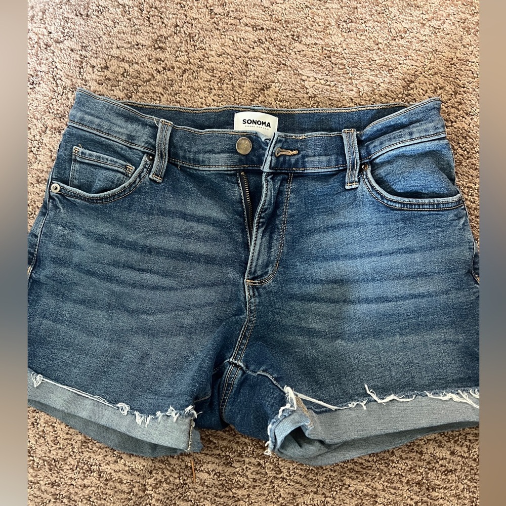 SONOMA Mid-Rise Distressed Denim Shorts in Blue